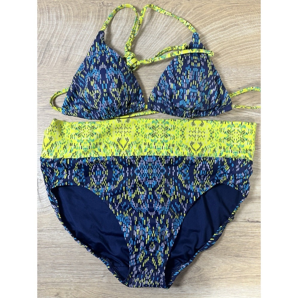 NWT Soma Swim Bikini Bottom M Foldover Hipster Triangle Top S Porto Tile